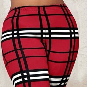 Stylish Red Plaid Women's Pants